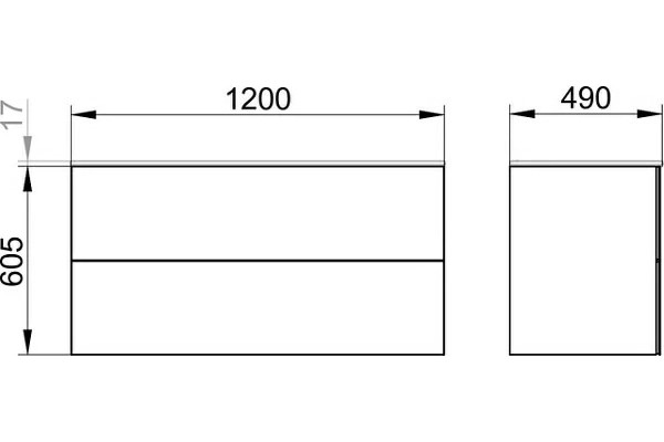 32983290000 PLAN Тумба под умывальник 1200х490х605 мм, Инокс матовый/Инокс матовый. Фото 2
