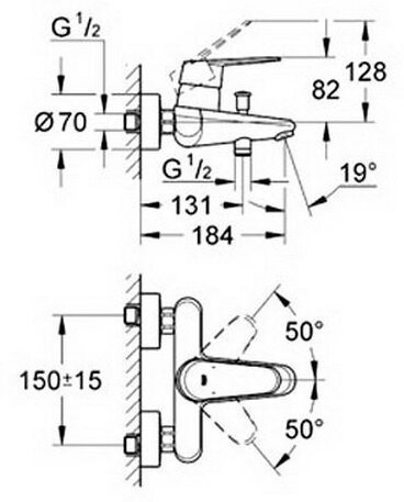 33390002 Eurodisc Cosmopolitan Смеситель для ванны, хром. Фото 2
