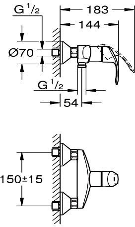 33555002 Eurosmart New Смеситель для душа, хром. Фото 2