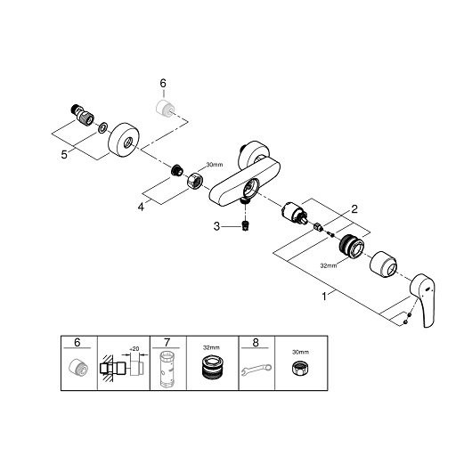 33555003 Eurosmart 2021 Смеситель для душа наружный, хром (замена 33555002). Фото 4