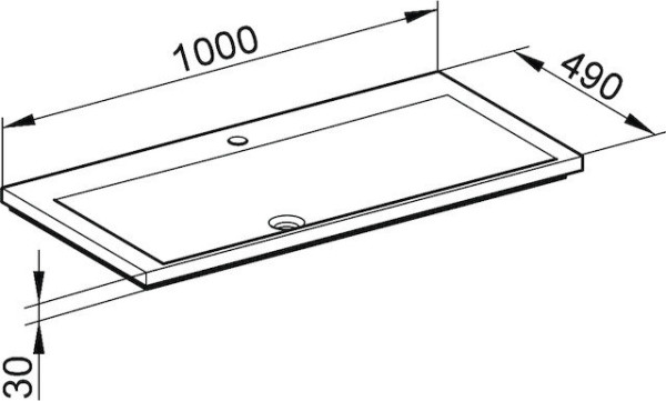 34071311001 ROYAL REFLEX Умывальник из минерального литья 1000x490х30, для смесителей на 1 отверстие, с системой слива-перелива CLOU. Фото 2