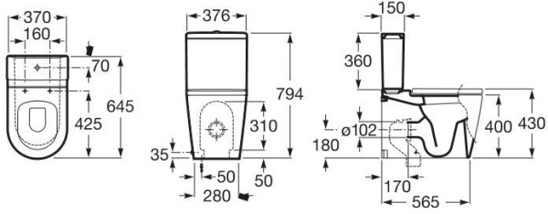 342527000 Inspira Round Чаша унитаза, 645 мм. Фото 2
