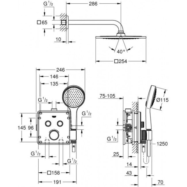 34742000 Grohtherm SmartControl Набор для комплектации душа, хром. Фото 2