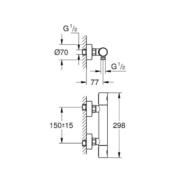 34765000 Grohtherm 800 Cosmopolitan Термостат для душа, внешний монтаж, хром. Фото 2