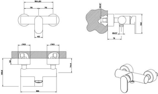 35831-031 EMPORIO VIA BAGUTTA смеситель для душа. Фото 2