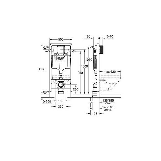 38584001 Rapid SL для подвесного унитаза, высота 1,13м для свободно стоящего монтажа. Фото 3
