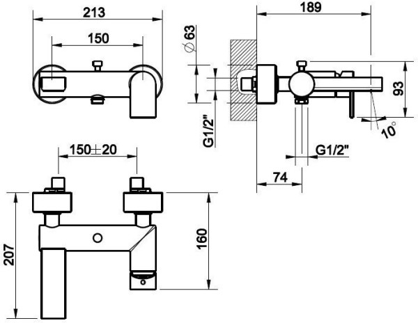 38613-299 EMPORIO VIA MANZONI смеситель для ванны, матовы черный. Фото 2