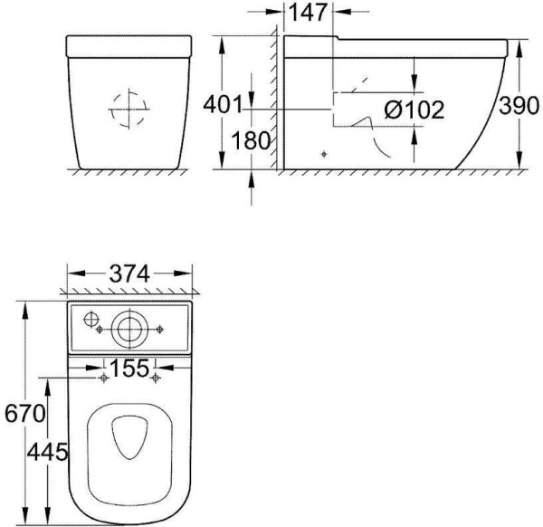 39338000 Euro Ceramic Унитаз напольный безободковый (без бачка и сиденья), альпин-белый. Фото 3
