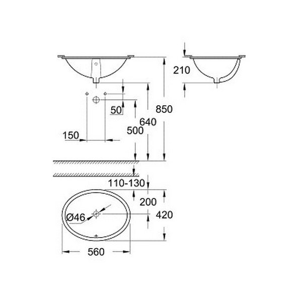 39423000 Bau Ceramic Universal Раковина встраиваемая 55 см, альпин-белый (18 шт пал - 126352). Фото 2
