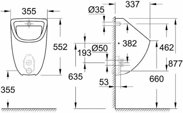 39438000 Bau Ceramic Писсуар , скрытый монтаж, альпин-белый (16 шт пал - 126365). Фото 3