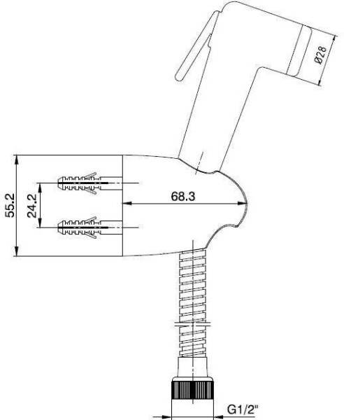 402111032EX гигиенический ручной душ со шлангом 100 см и держателем. Фото 2