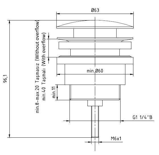 402129031C1EX Push-open сливной набор для раковины,матовый черный. Фото 2