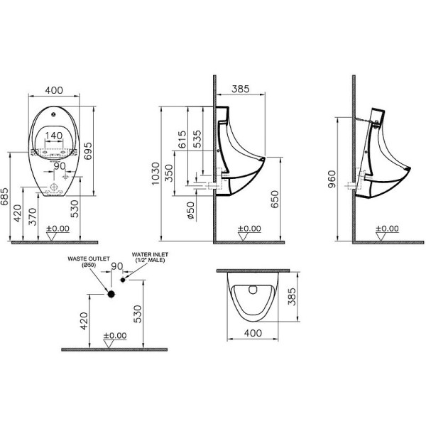4106B003-5598 Писсуар Arkitekt с сенсорным смывом, питание от сети (новый арт.5999B003-5556). Фото 3