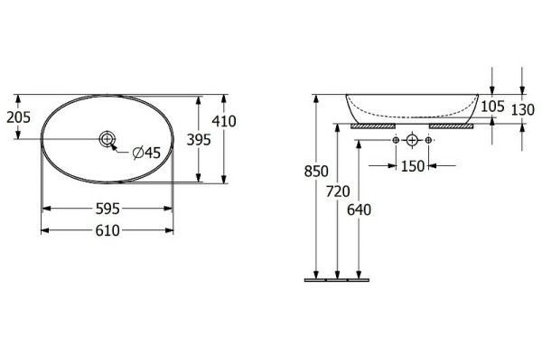 4198 6101 ARTIS Раковина 610x410, накладная, без перелива, не шлиф., Альпийский белый. Фото 2
