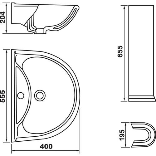 45101100302 Умывальник с пьедестлом "Престиж-55". Фото 2