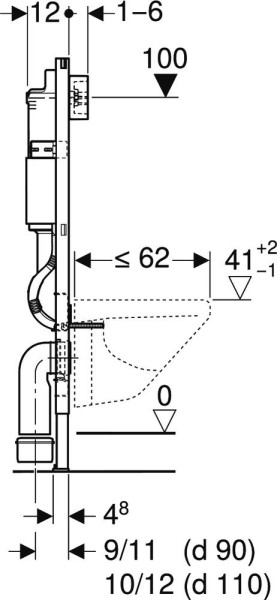458.118.21.2 Инсталляция Geberit Duofix для подвесного унитаза, 112 см, со смывным бачком Delta 12 см, смывная клавиша Delta20 хром глянцевый. Фото 4