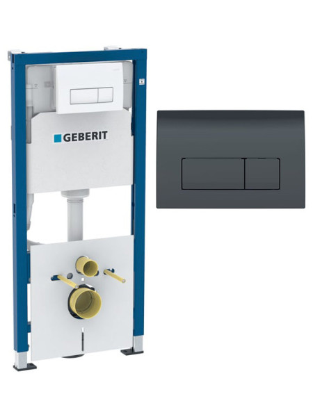 458.128.DW.1 Инсталляция Geberit Duofix для подвесного унитаза, 112 см, со смывным бачком Delta 12 см, смывная клавиша Delta50 черный глянцевый. Фото 1