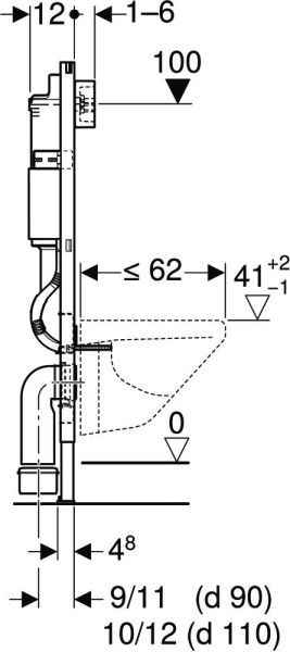 458.128.DW.1 Инсталляция Geberit Duofix для подвесного унитаза, 112 см, со смывным бачком Delta 12 см, смывная клавиша Delta50 черный глянцевый. Фото 5