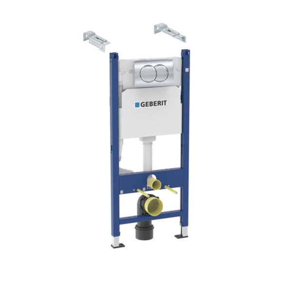 458.149.21.1 Инсталляция Geberit Duofix для подвесного унитаза, 112 см, со смывным бачком Delta 12 см, смывная клавиша Delta01, крепёж к стене, Хром. Фото 1