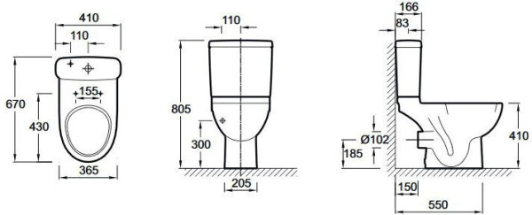 4956CK-00 Odéon Up/Reach Унитаз с гор. выпуском, удобная высота 41 см. 4/6 л Белый к бачкам (E4694,E4693,E4708,E4740). Фото 4