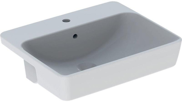 500.681.01.1 Geberit VariForm Раковина полувстраиваемая в столешницу квадратной формы, 55х45 см, с отв. под смеситель, с отв. перелива. Фото 1