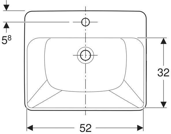 500.681.01.1 Geberit VariForm Раковина полувстраиваемая в столешницу квадратной формы, 55х45 см, с отв. под смеситель, с отв. перелива. Фото 3