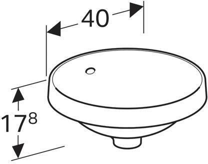 500.700.01.2 Geberit VariForm Раковина встраиваемая в столешницу круглой формы, D=40 см, без отв. под смеситель, с отв. перелива. Фото 6
