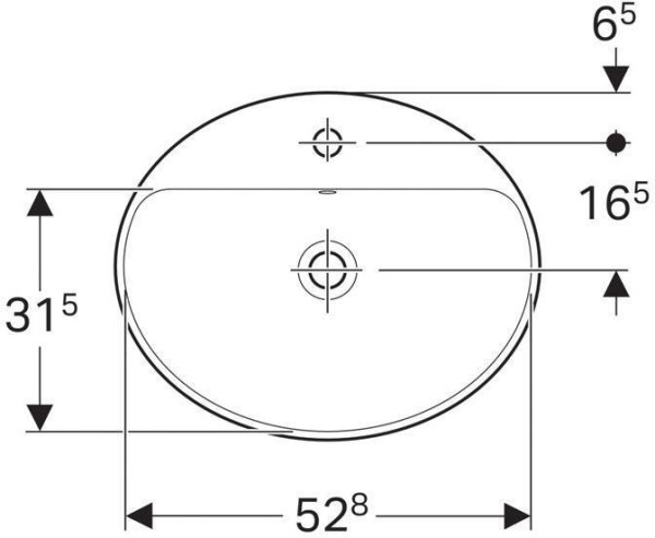 500.720.01.2 Geberit VariForm Раковина встраиваемая в столешницу овальной формы, 55х45 см, с отв. под смеситель, с отв. перелива. Фото 4