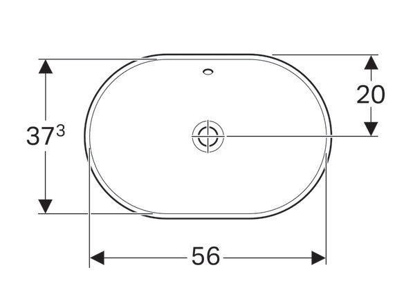 500.728.01.2 Geberit VariForm Раковина встраиваемая в столешницу эллиптической формы, 60х40 см, без отв. под смеситель, с отв. перелив. Фото 3