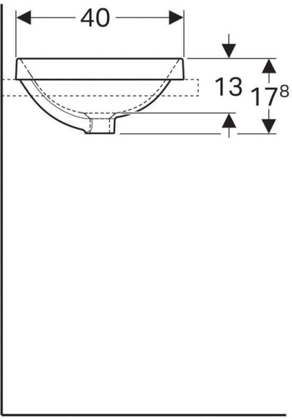 500.736.01.2 Geberit VariForm Раковина встраиваемая в столешницу прямоугольной формы, 55х40 см, без отв. под смеситель, с отв. перелива. Фото 2