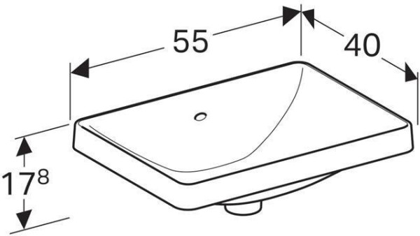 500.736.01.2 Geberit VariForm Раковина встраиваемая в столешницу прямоугольной формы, 55х40 см, без отв. под смеситель, с отв. перелива. Фото 5