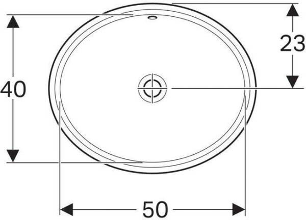 500.752.01.2 Geberit VariForm Раковина с установкой под столешницу овальной формы, Т1=50х40 см, без отв. под смеситель, с отв. перелива. Фото 3