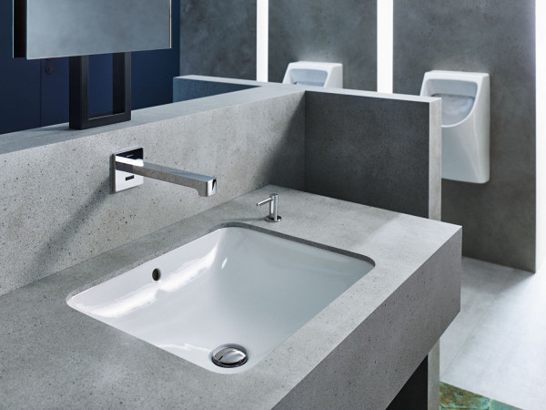 500.760.01.2 Geberit VariForm Раковина с установкой под столешницу прямоугольной формы, Т1=45х35 см, без отв. под смеситель, с отв. перелива. Фото 5