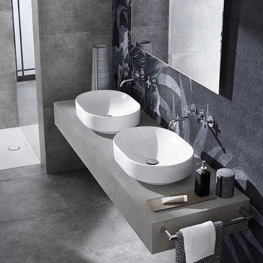 500.774.01.2 Geberit VariForm Раковина с установкой на столешницу эллиптической формы, 55х40 см, без отв. под смеситель, без отв. перелива. Фото 2