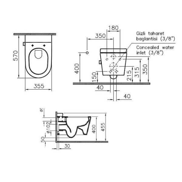 5176B003-6233 Безобод. подвесной унитаз VitrA Nest (c фу-цей биде, встр. смес., бачок VitrA Fresh для моющего ср-ва), дюропласт, МЛ. Фото 6