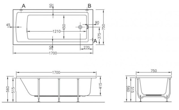 52280001000 Акриловая ванна Neon 170x75 VitrA. Фото 2