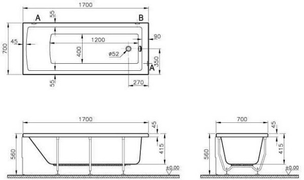 52530001000 Акриловая ванна Neon ванна 170x70 VitrA. Фото 2
