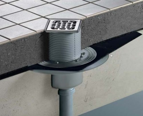 556914 трап с вращающ. и измен. по высоте решеткой из нерж. 100х100мм,вертикальный отвод,пласт/серый. Фото 3