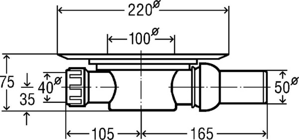 557140 Трап с изоляц. фланцем, гидрозатвором, 0,6 л/сек, решеткой из нерж. 150х150мм, шарнирн. отводом, пласт/серый. Фото 5