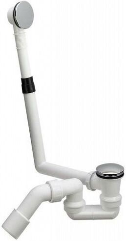 572853 Слив-перелив для стандартных ванн с нажимным клапаном Click-clack, с сифоном, 40/50 x 540, D=52, пластик/хром, модель 6177.45. Фото 1