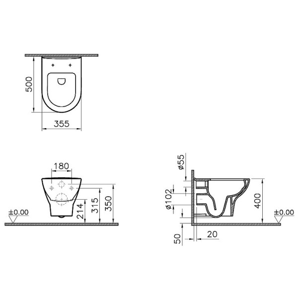 5795B003-6077 Комплект: Безободковый подвесной унитаз VitrA Zentrum + тонкое дюропластовое сиденье микролифт. Фото 1