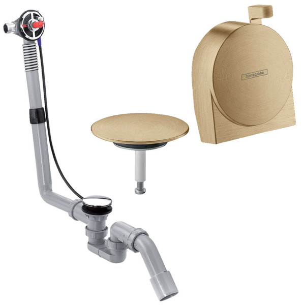 58117140S Set HG Exafill S излив на ванну с набором для слива и перелива (58117140+58115180) шлиф,бронза. Фото 1