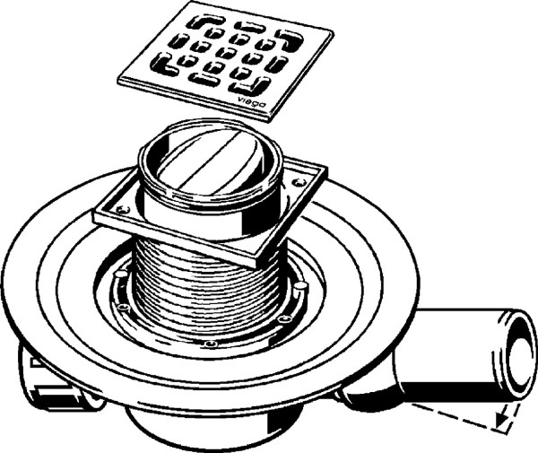 583248 Advantix трап, "сухой" затвор, решетка из нерж.100х100 мм (насадка с установ. рамкой из нержав., В=10-80 мм), 0,4 л/сек., пласт/серый. Фото 2