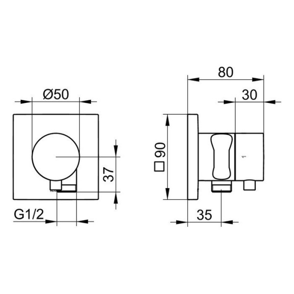 59557011202 IXMO Запорный вентиль с переключателем на 2 потребителя, с держателем лейки, подходит к внутренней части арт. 59556000170, хром. Фото 2