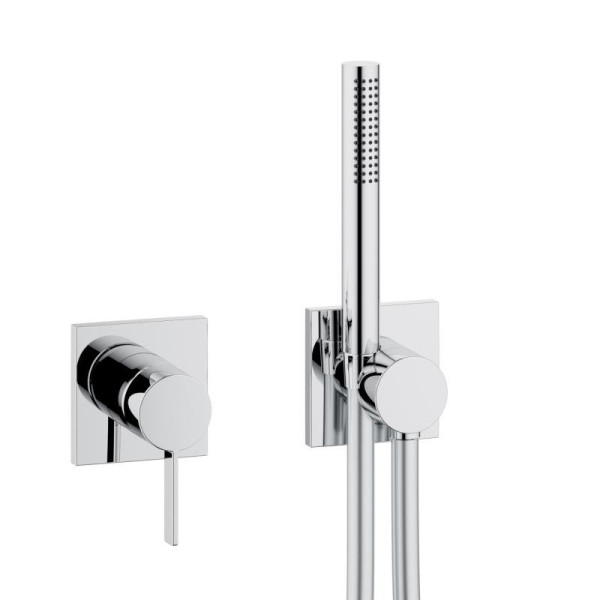 59603010002 IXMO Sets ДУШЕВОЙ KОМПЛЕКТ 4 Однорычажный смеситель на 2 потребителя+ручной душ+шланг 1250мм, верхний душ 250мм, хром. Фото 2