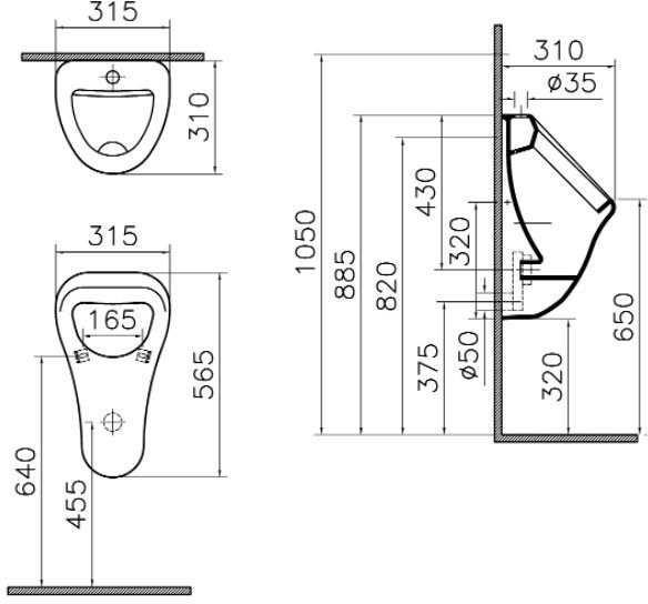 6202b003-0198 Arkitekt писсуар, подвод воды сверху VitrA. Фото 2