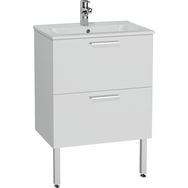 66106 Модуль с 2 ящиками с раковиной, 60 см, цвет белый глянец. Фото 1