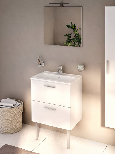 66106 Модуль с 2 ящиками с раковиной, 60 см, цвет белый глянец. Фото 3