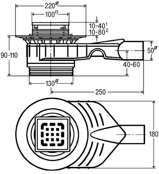 669195 Advantix Top трап для ванной комнаты, монтажная высота 90-110мм, пропускная способность 0,8-1 л/с, d=50, модель 4914.10. Фото 2