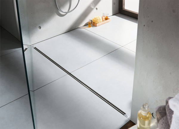 704353 Advantix Vario Set душевой лоток 300-1200мм, высота 95–165мм, с дизайн-вставкой, заглушками, опорами, сифоном, матовый хром, модель 4965.20. Фото 6